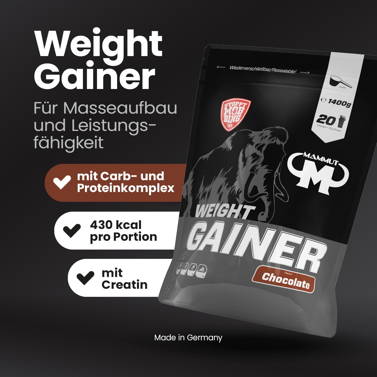 mammut-nutrition-crash-weight-gainer-5000-chocolate-1400-g image 2