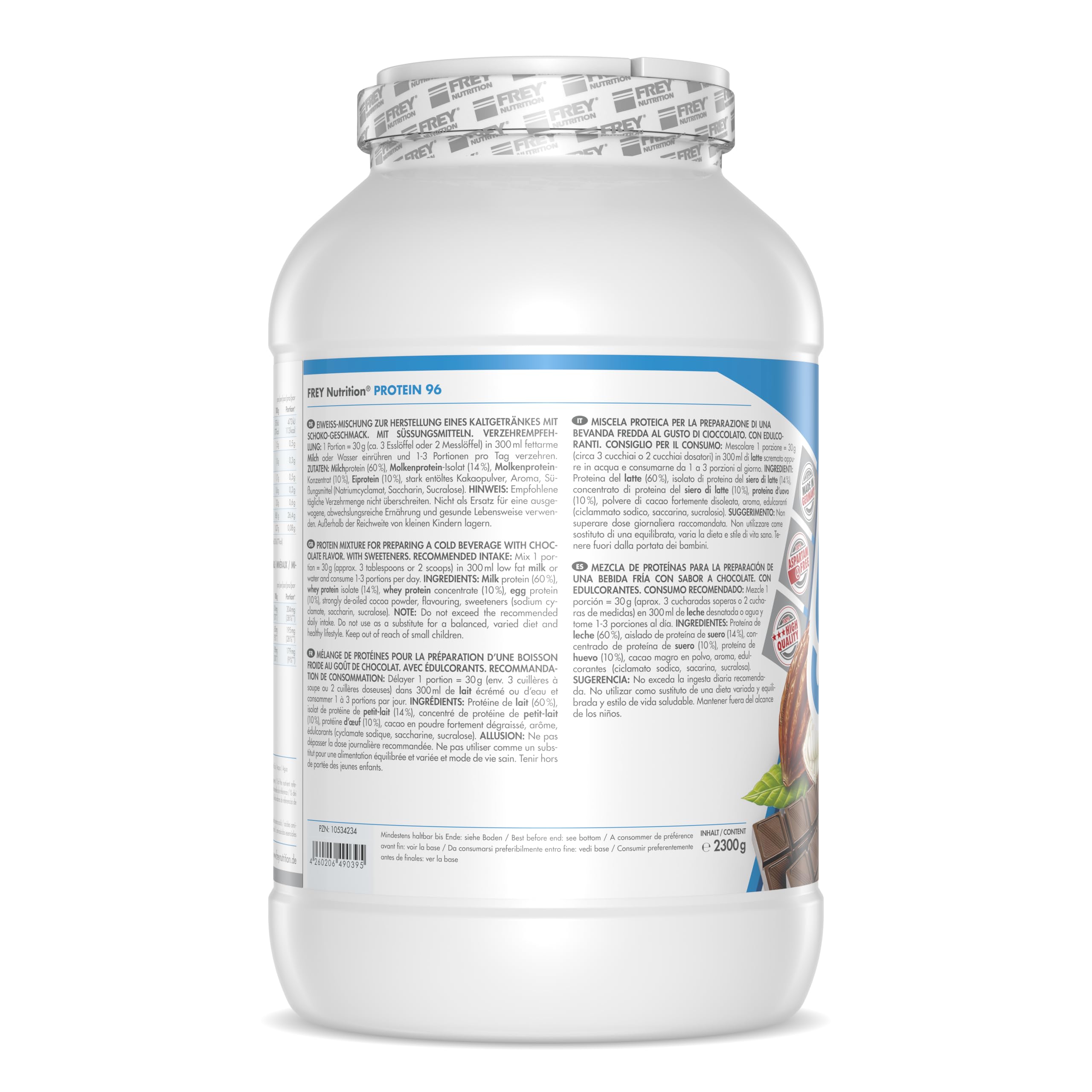 frey-nutrition-protein-96-schoko-mehrkomponenten-protein-2-3kg-dose image 2