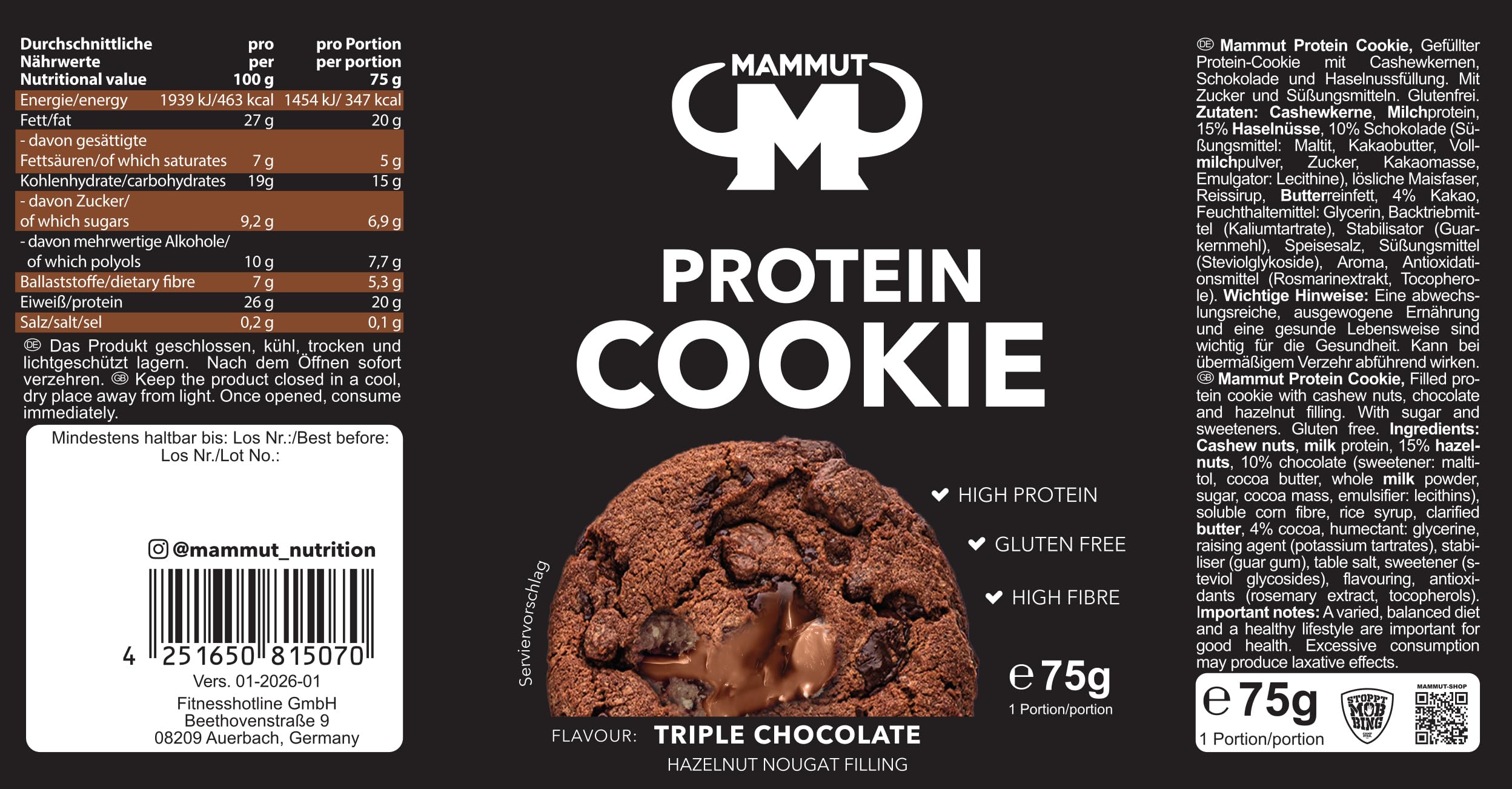 mammut-nutrition-protein-cookie-triple-chocolate-10-x-75-g-glutenfrei image 5