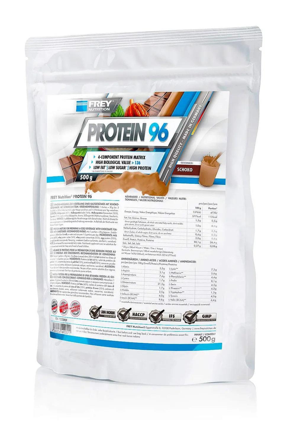 frey-nutrition-protein-96-proteinpulver-schoko-500-g image 1
