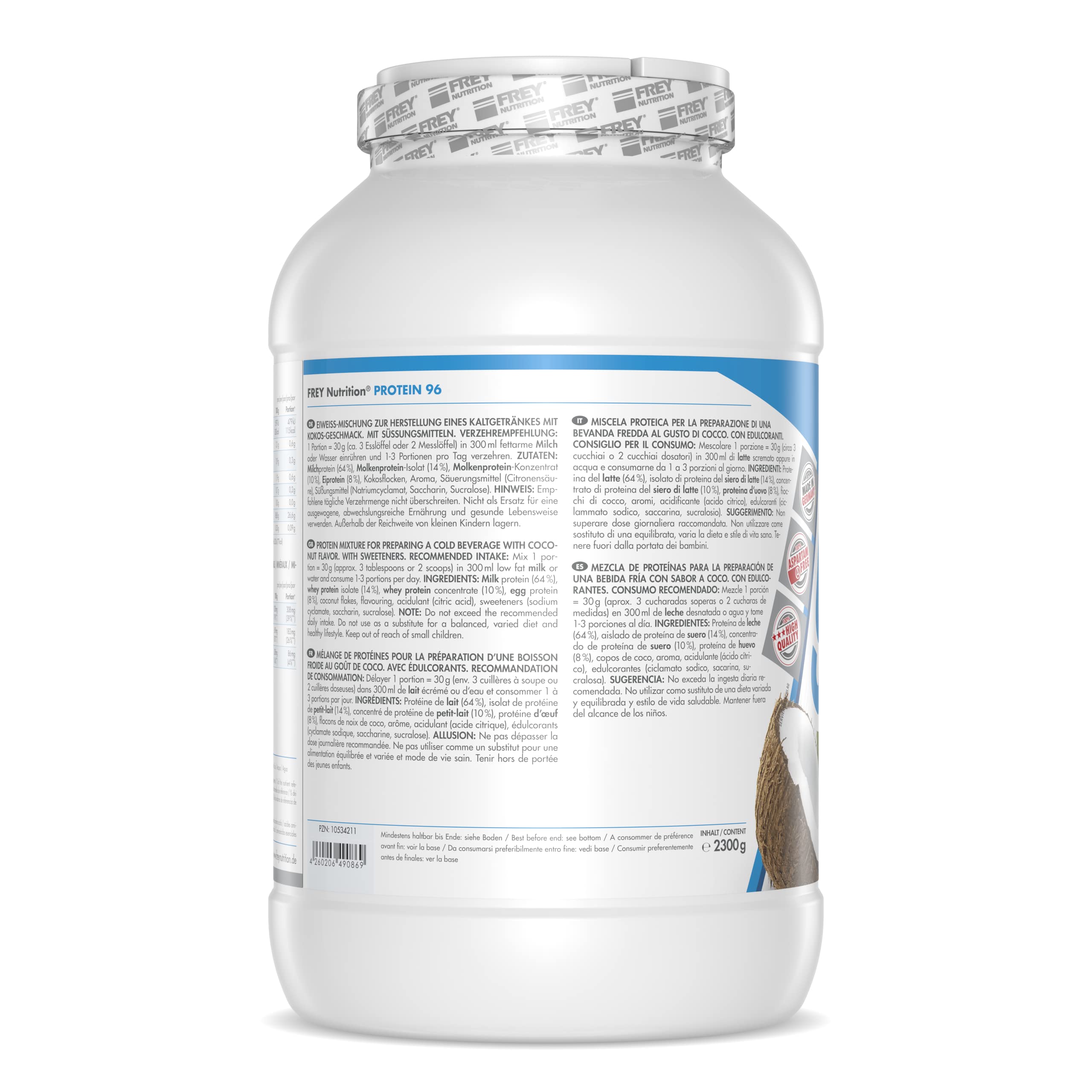 frey-nutrition-protein-96-cocos-2-3-kg-dose-4-komponenten-protein image 2