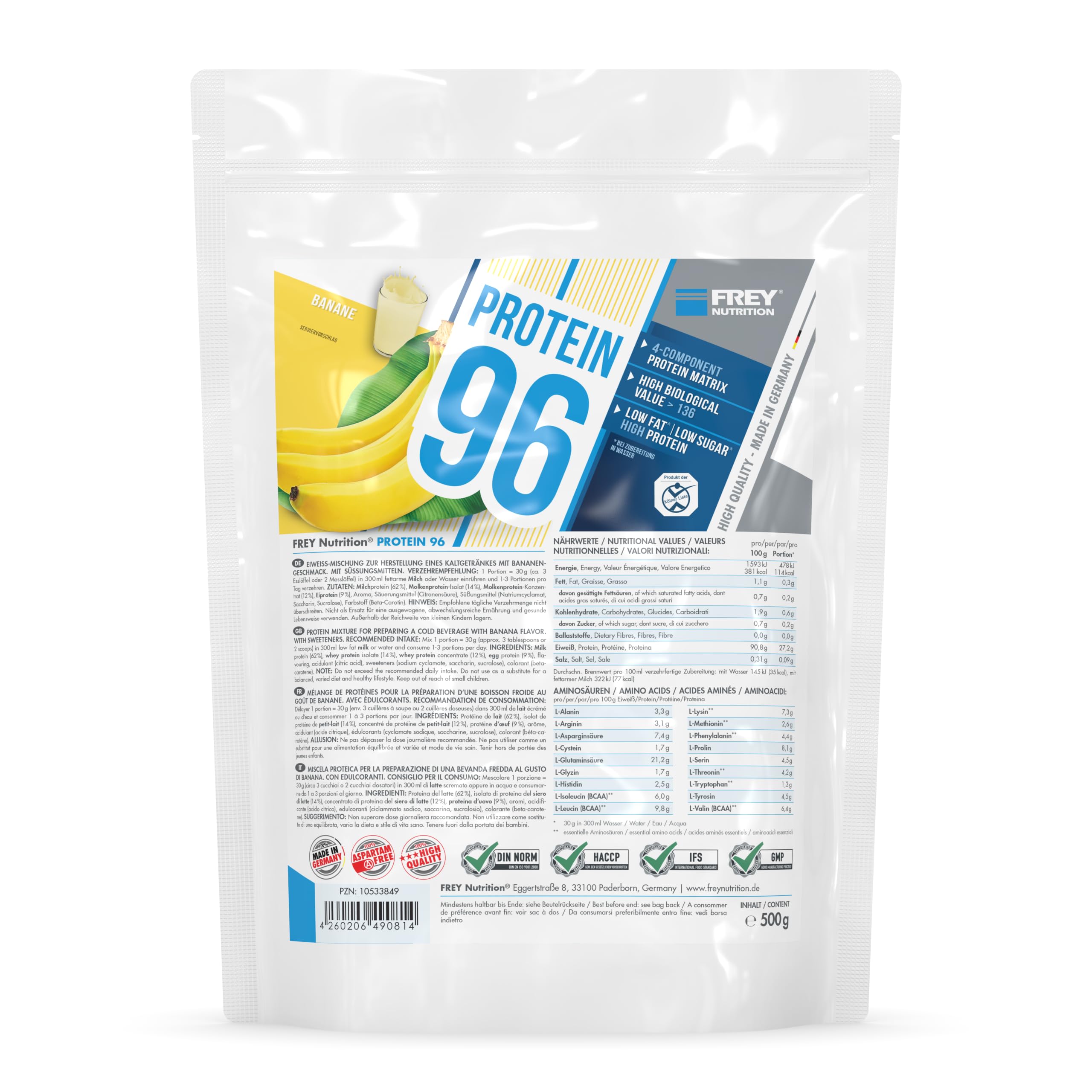 frey-nutrition-protein-96-proteinpulver-banane-500-g image 1