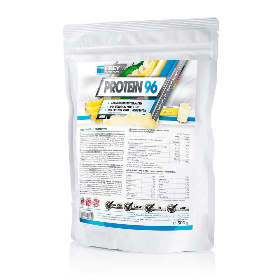frey-nutrition-protein-96-proteinpulver-banane-500-g-zipp-beutel image 1