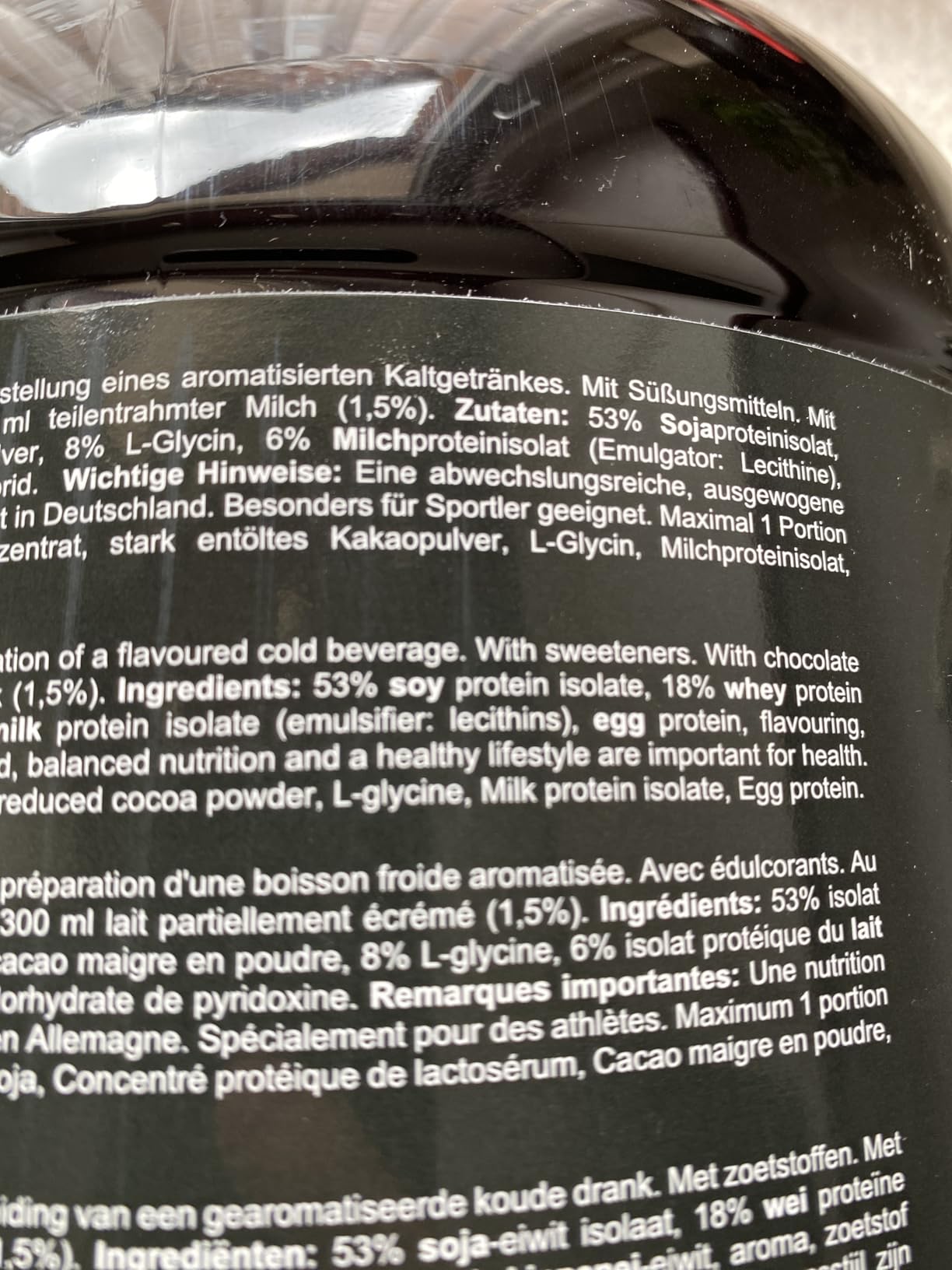 Geschmack gut, Löslichkeit mittel