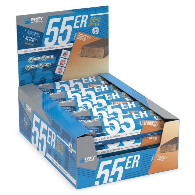 frey-nutrition-55er-proteinriegel-cookies-and-cream-1-kg-packung image 1