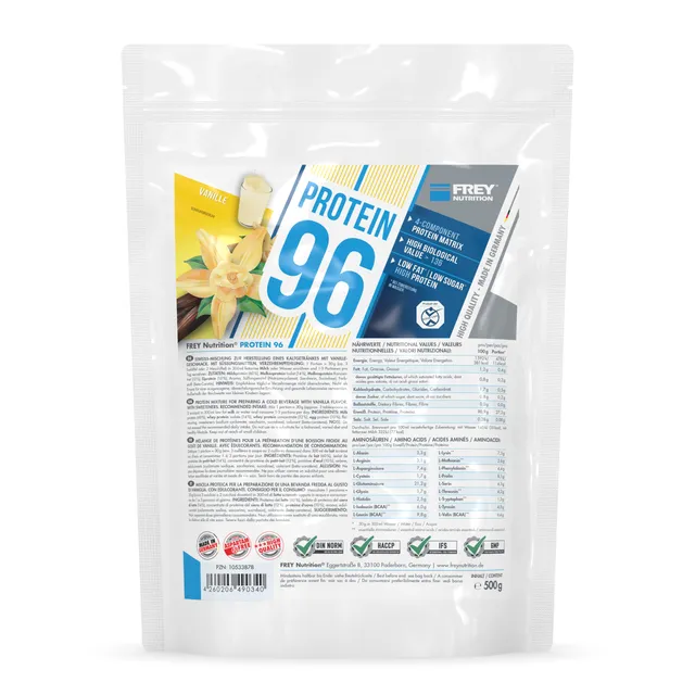 frey-nutrition-protein-96-vanille-mehrkomponenten-protein-500g-zipp-beutel image 1