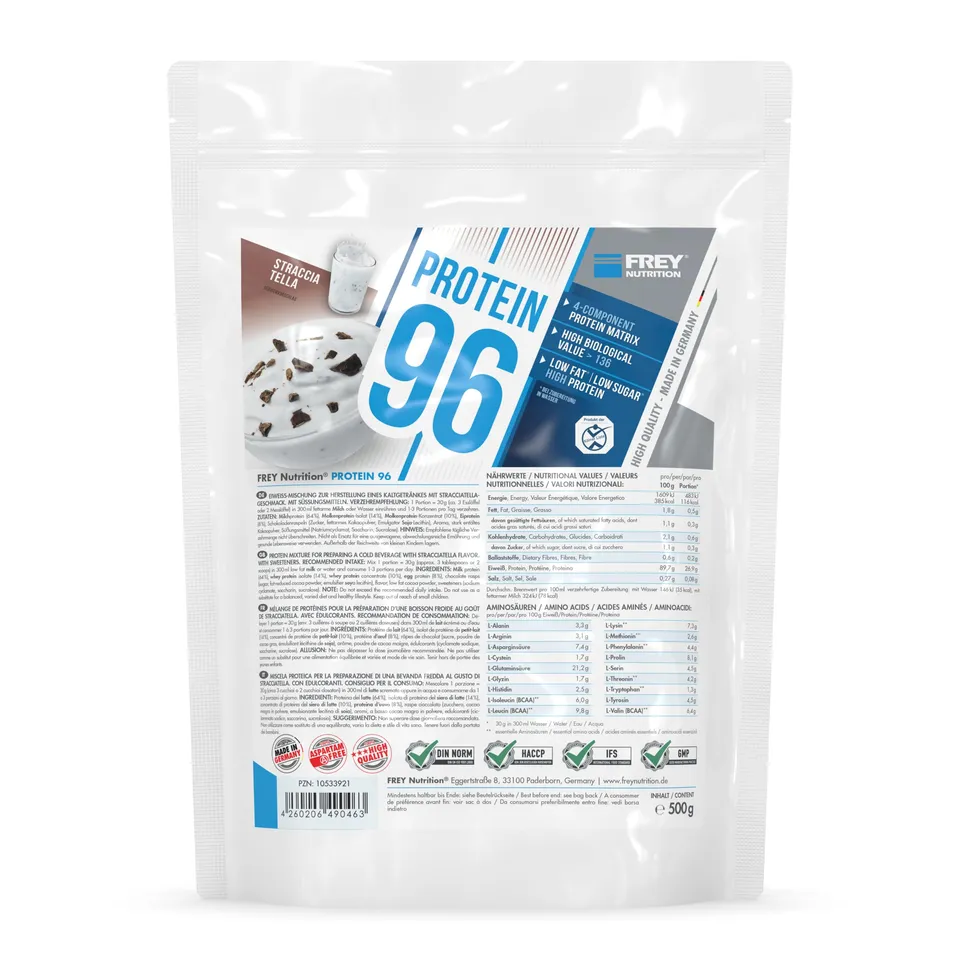 frey-nutrition-protein-96-stracciatella-500-g-4-komponenten-protein-low-carb image 1