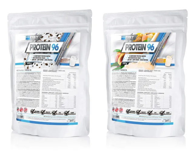 frey-nutrition-protein-96-banane-4-komponenten-protein-2-x-500-g-beutel image 1