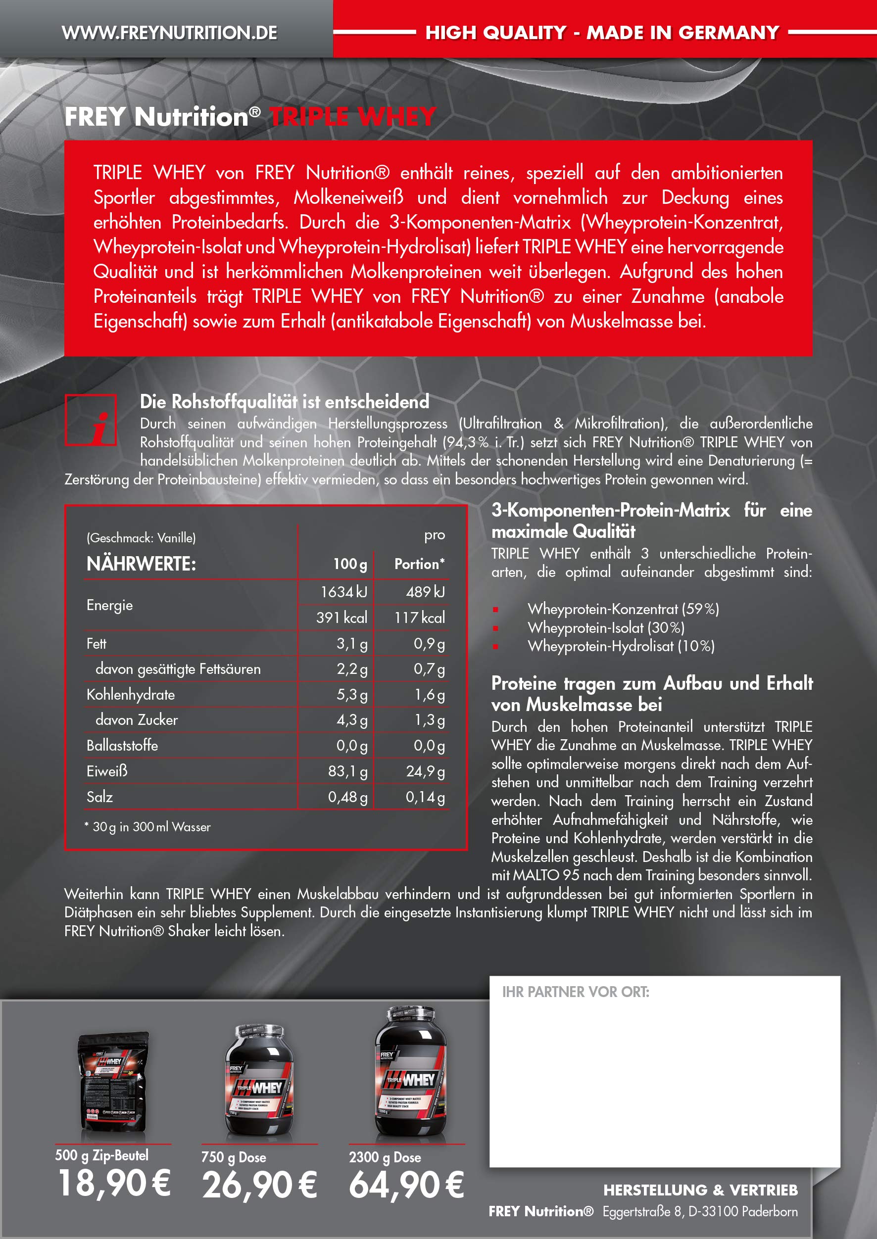 frey-nutrition-triple-whey-stracciatella-proteinpulver-500-g image 3